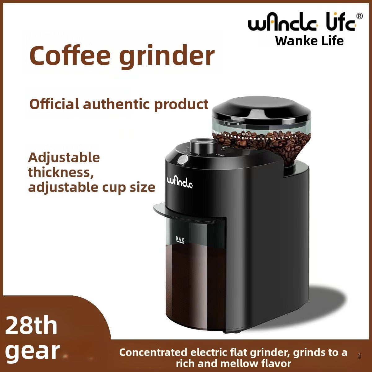 Electric Coffee Grinder with 28 Precision Settings