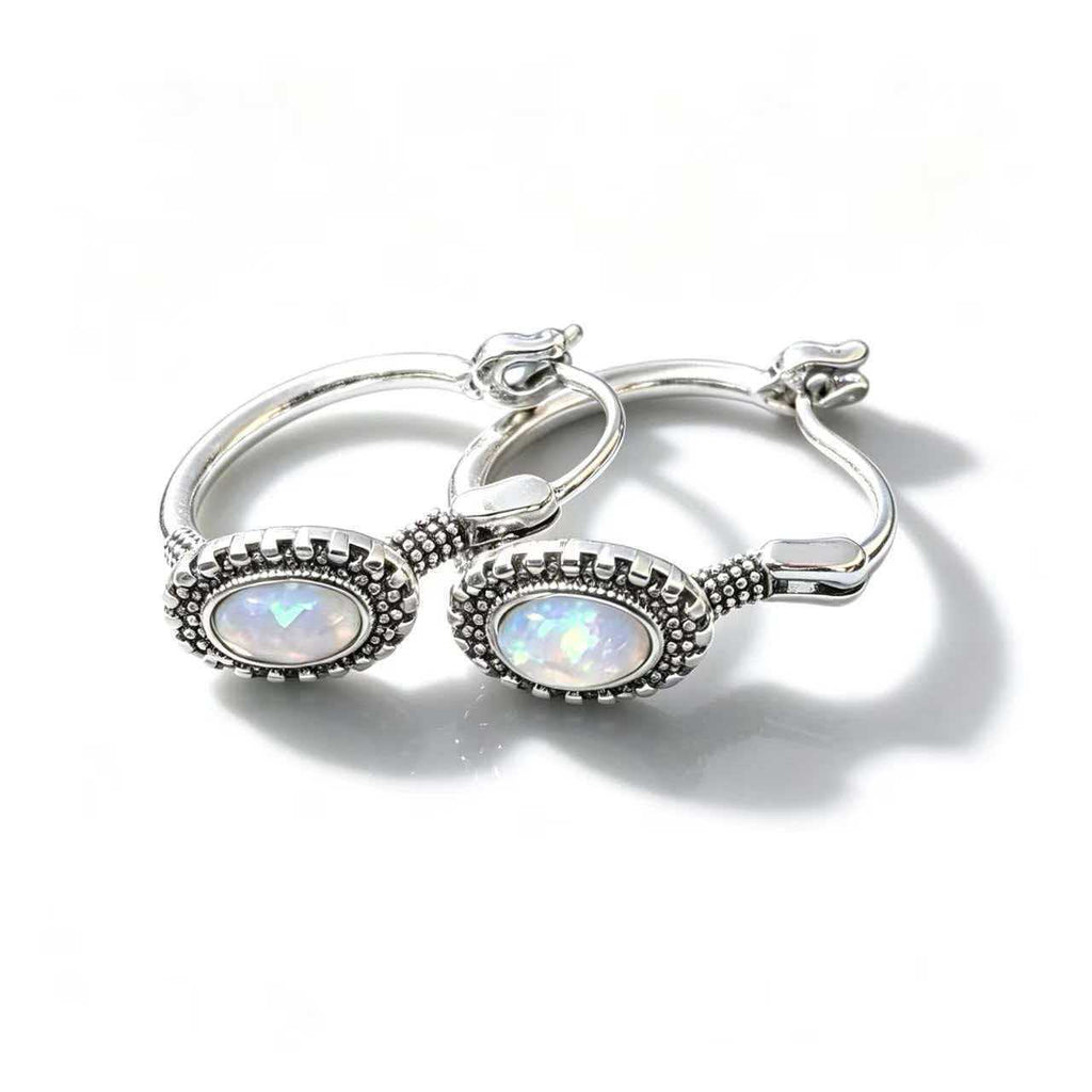 Retro Turquoise Oval Earrings