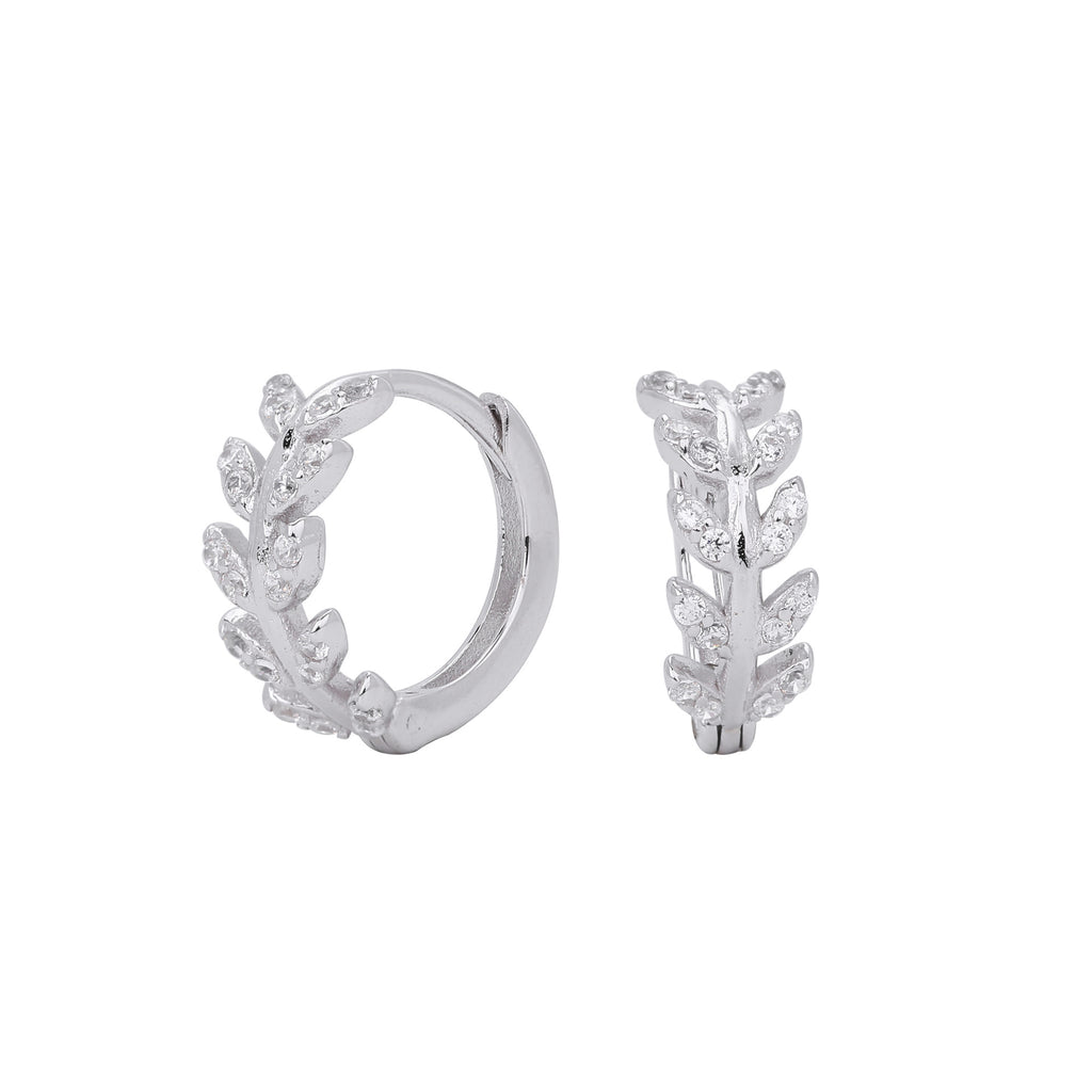 S925 Sterling Silver Wheat Ear Design Zircon Earrings