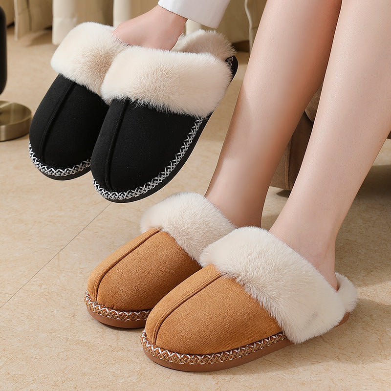 Warm Furry Home Slippers Unisex Anti-Slip Winter Cotton Slippers teemdrop
