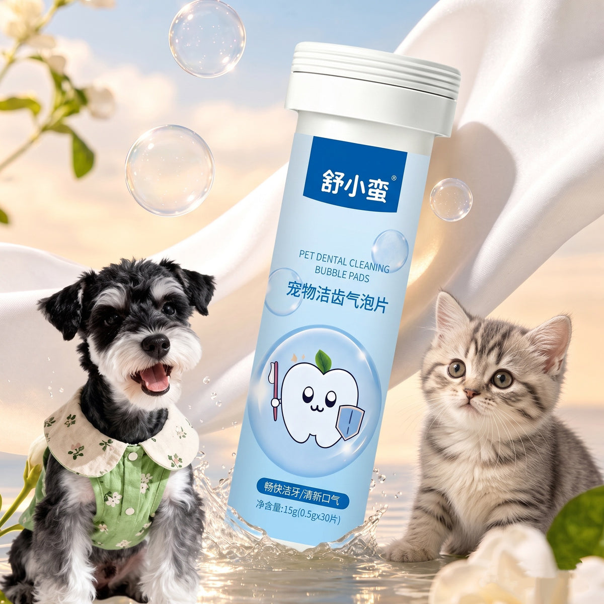Pet Dental Cleaning Effervescent Tablets for Cats and Dogs