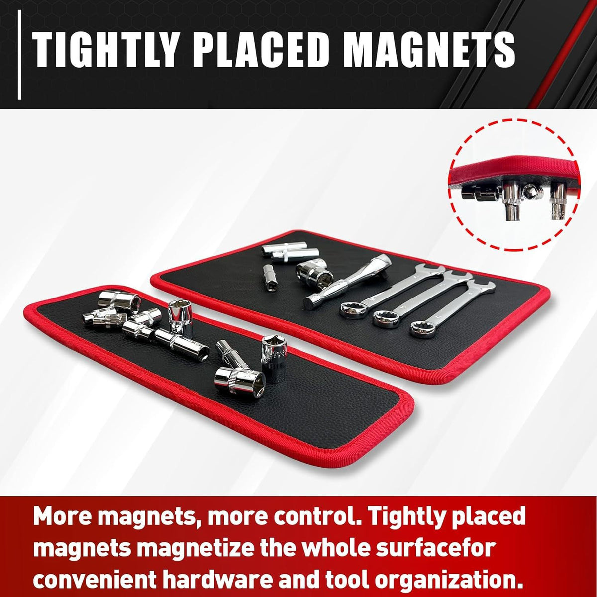 3-Piece Magnetic Tool Mat Set, Leather Organizer for Parts Storage