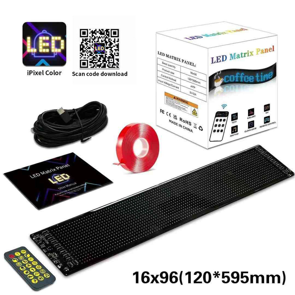 Programmable Flexible LED Car Sign Display with APP Control, Full Color RGB Matrix Panel for Vehicle Window teemdrop