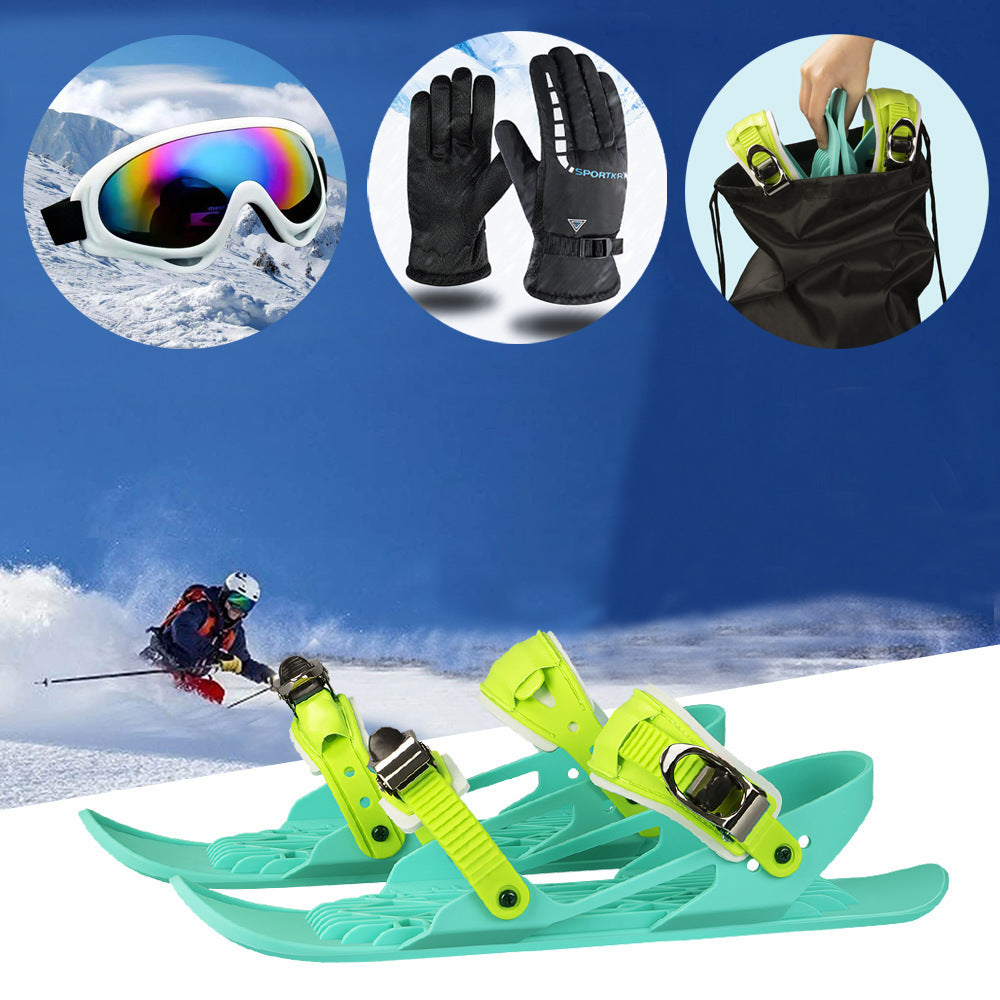 Portable Mini Snow Skis Double Board Winter Outdoor Skates for Adults and Children