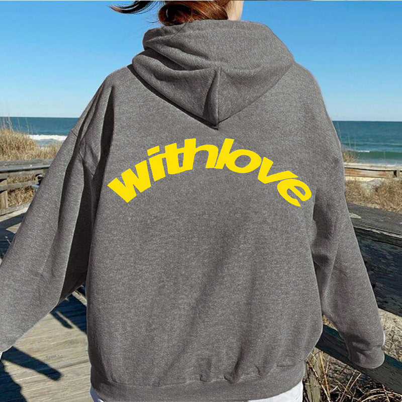 Women's Oversized Large Letter Print Hoodie Long Sleeve Pullover Sweatshirt with Hood teemdrop