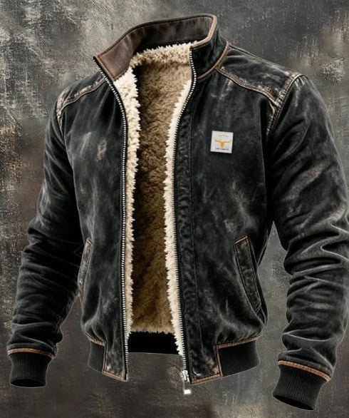 Men's Fleece Lined Hooded Zip Up Jacket Windproof Warm Winter Coat