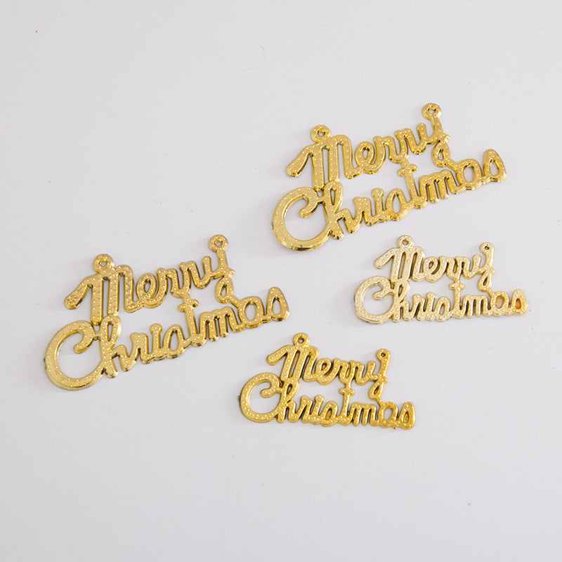 Alphabet Plastic Christmas Hanging Ornaments Gold Silver Red Letters for Xmas Tree Wreath Party Decoration