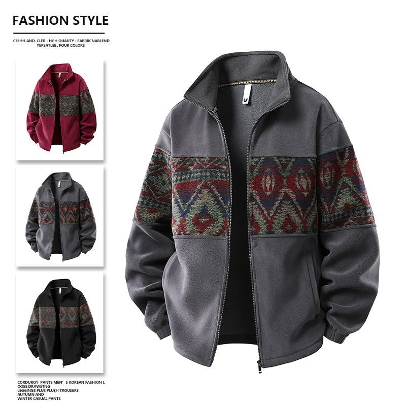 Men's Winter Fleece-Lined Rabbit Fur Hooded Pullover Sweatshirt