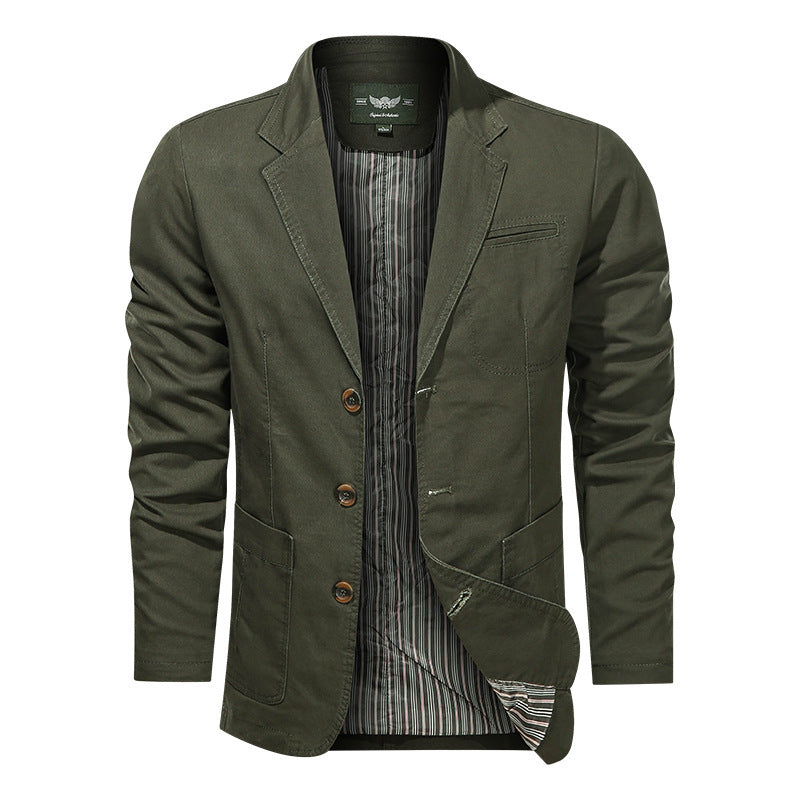 Men's Retro Solid Color Loose Fit Casual Business Jacket teemdrop