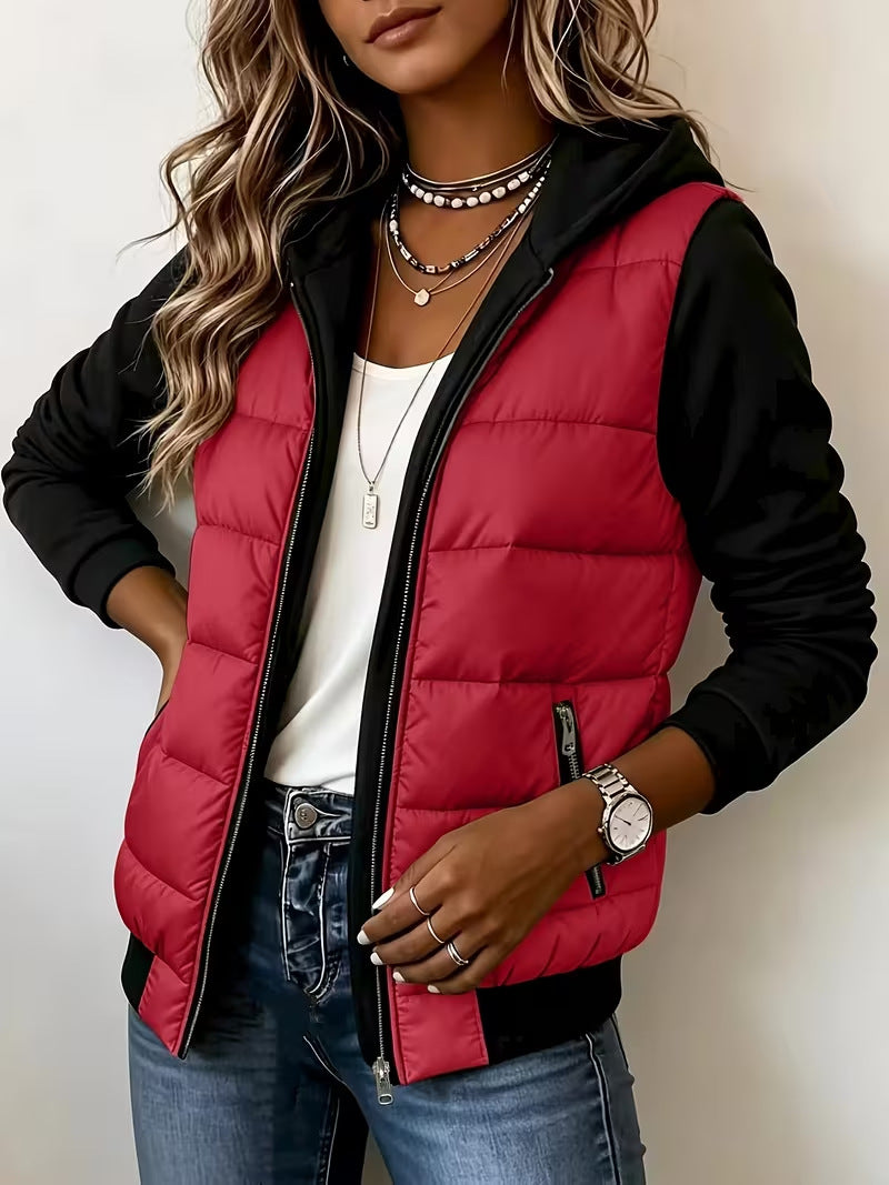 Women's Mid-Length Hooded Fleece-Lined Faux Shearling Coat teemdrop