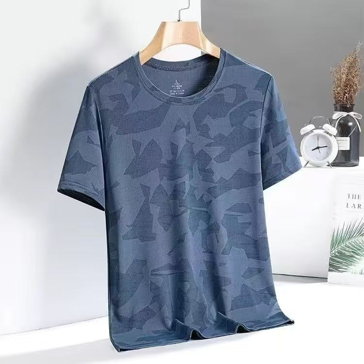 Men's Ice Silk Short Sleeve T-Shirt Quick Dry Breathable Loose Fit Summer Top teemdrop