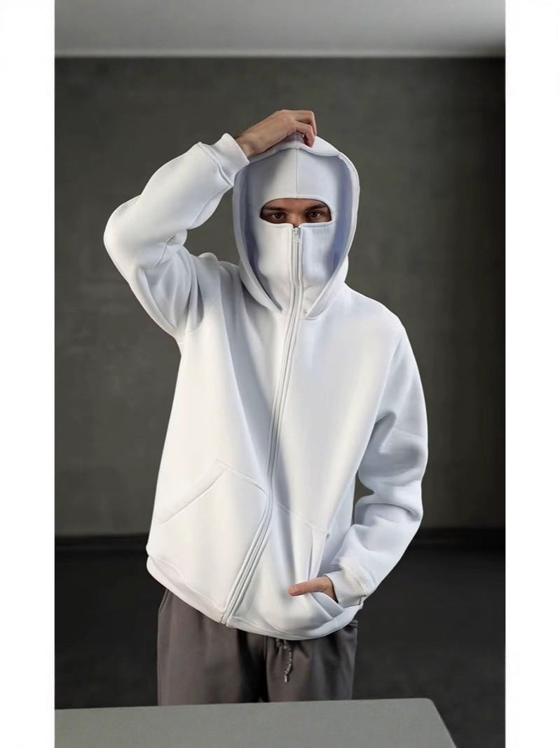 Double-layer hooded zip-up sweatshirt teemdrop
