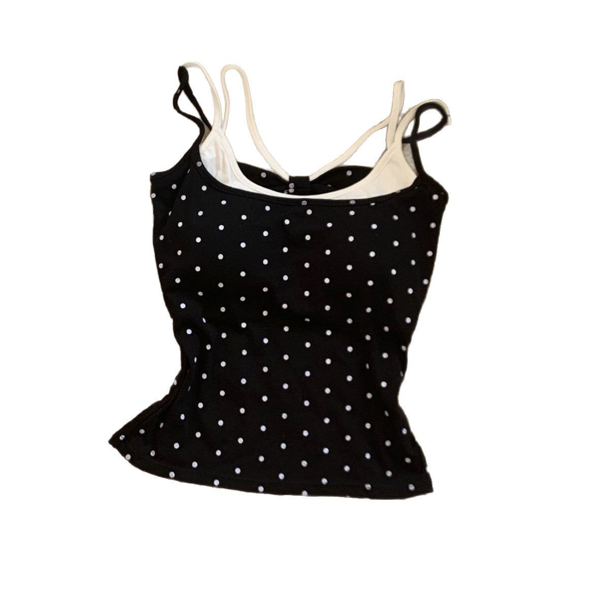 polka dot faux two-piece camisole