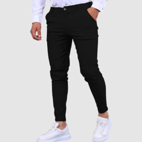 Men's Solid-Color Dress Pants, Business-Casual Trousers, Slim-Fit Formal Pants teemdrop