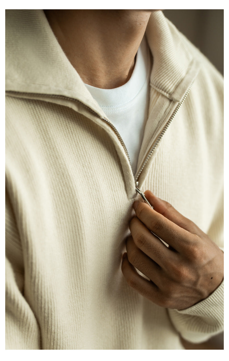 Men's Half-Zip Stand Collar Knit Pullover