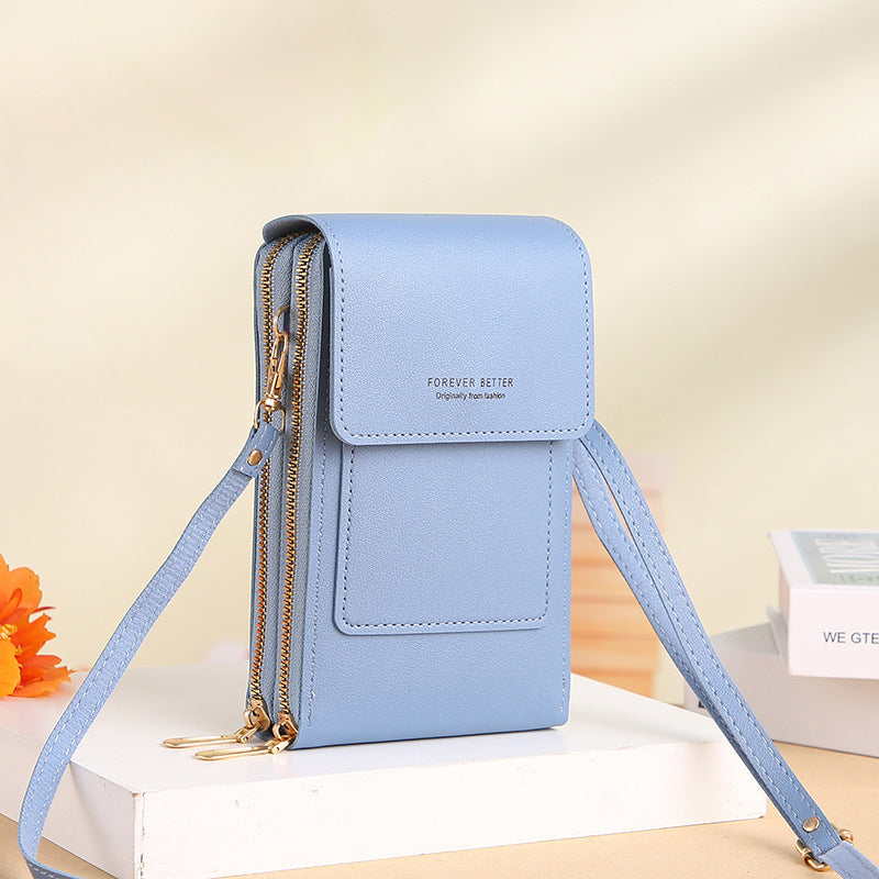 Women's Touch Screen PU Leather Phone Pouch Crossbody Bag with Card Slots