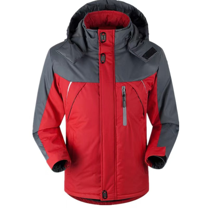 Men?s fleece-lined, thickened, all-in-one winter outdoor jacket with reflective detailing for warmth teemdrop