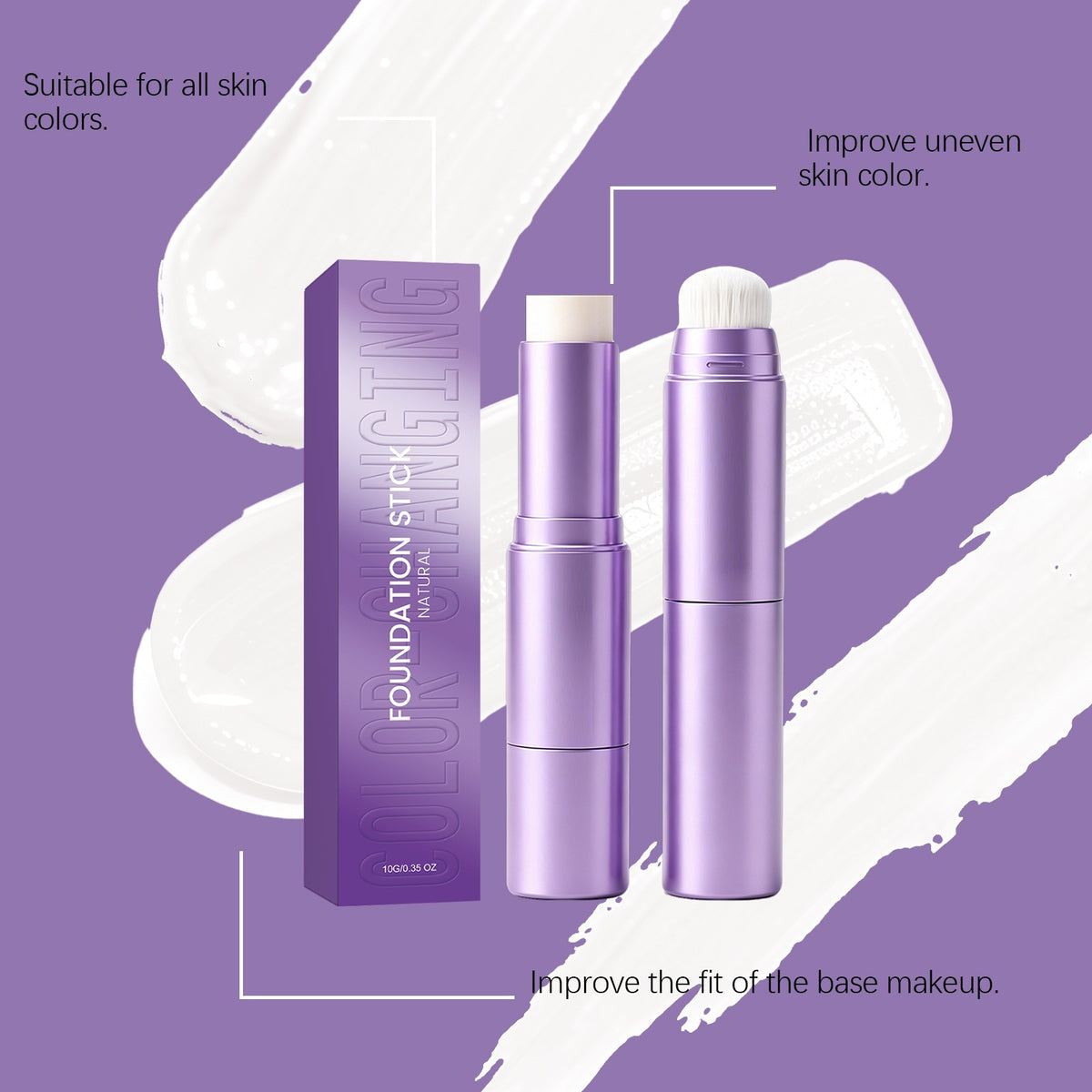 2-in-1 Color-Transforming Matte Foundation Stick, Lightweight Hydrating Concealer with Sunscreen for Neutral Skin