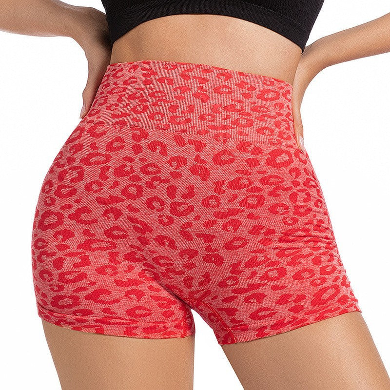 Women's High-Waist Leopard Print Control Yoga Shorts