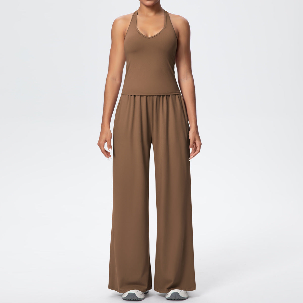 Ladies' stretchable breathable three-piece yoga set teemdrop