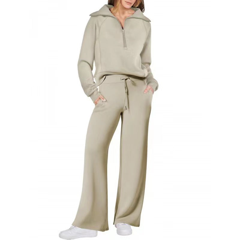 Long-Sleeved Sweatshirt Wide-Leg Pants
