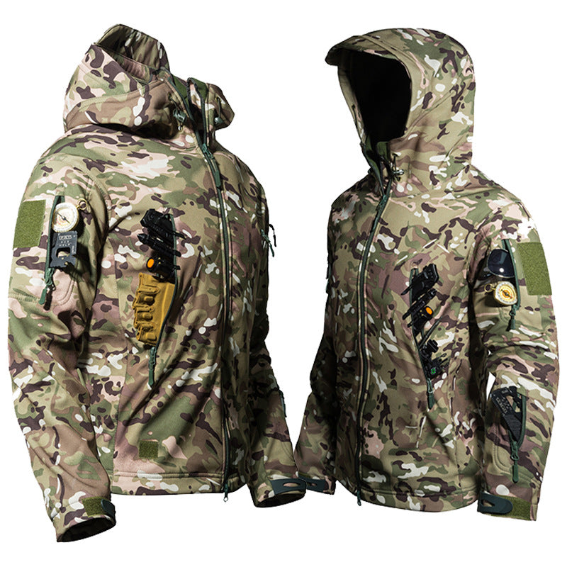 Mens Windproof Waterproof Fleece Lined Hooded Jacket