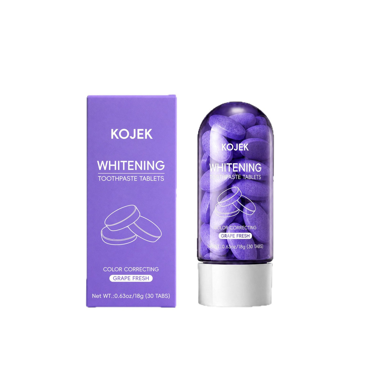 Purple whitening toothpaste tablets