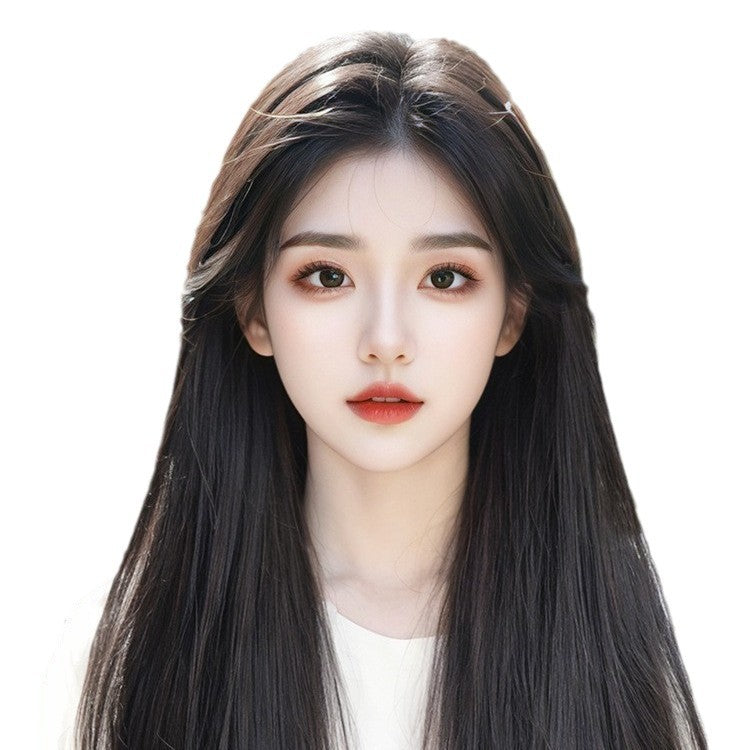 Women's Three-Piece Clip-In Long Straight Wig Piece teemdrop
