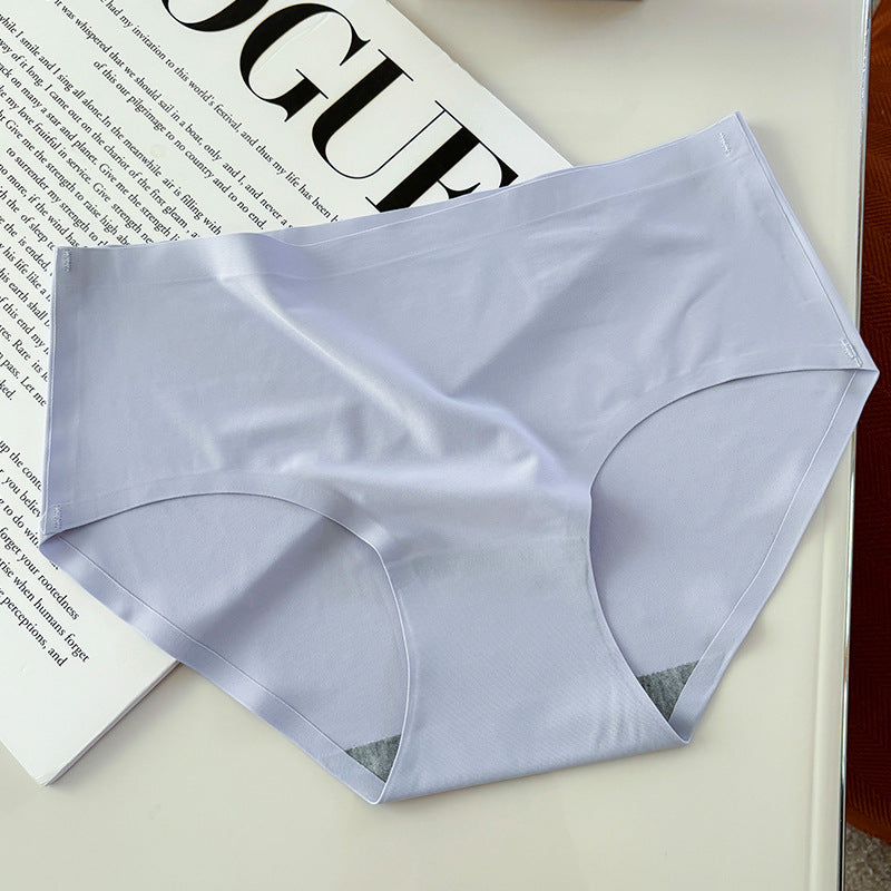 Women Seamless Ice Silk Breathable Mid-Waist Triangle Panties