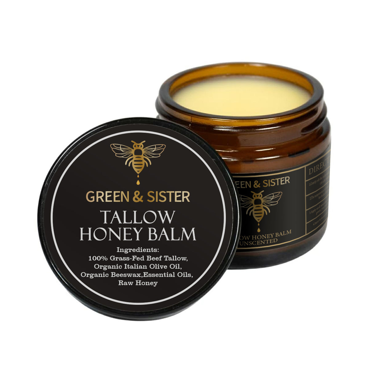 Grass-Fed Beef Tallow and Honey Moisturizing Skin Balm Cream