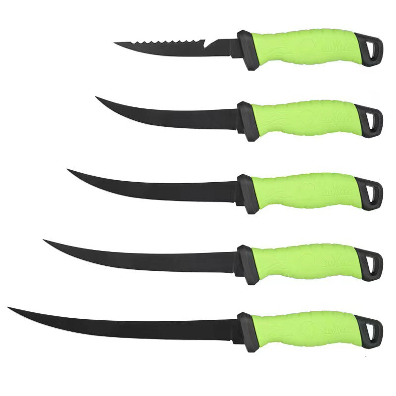 Portable Fishing Knife Set Non-Stick Meat Slicing Tool with Protective Cover Comfort Grip teemdrop
