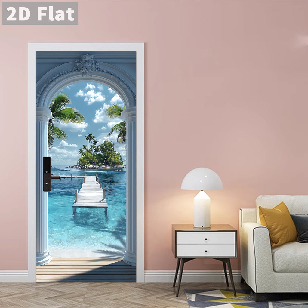 Creative Wooden Door Refurbished Door Stickers Wall Stickers teemdrop