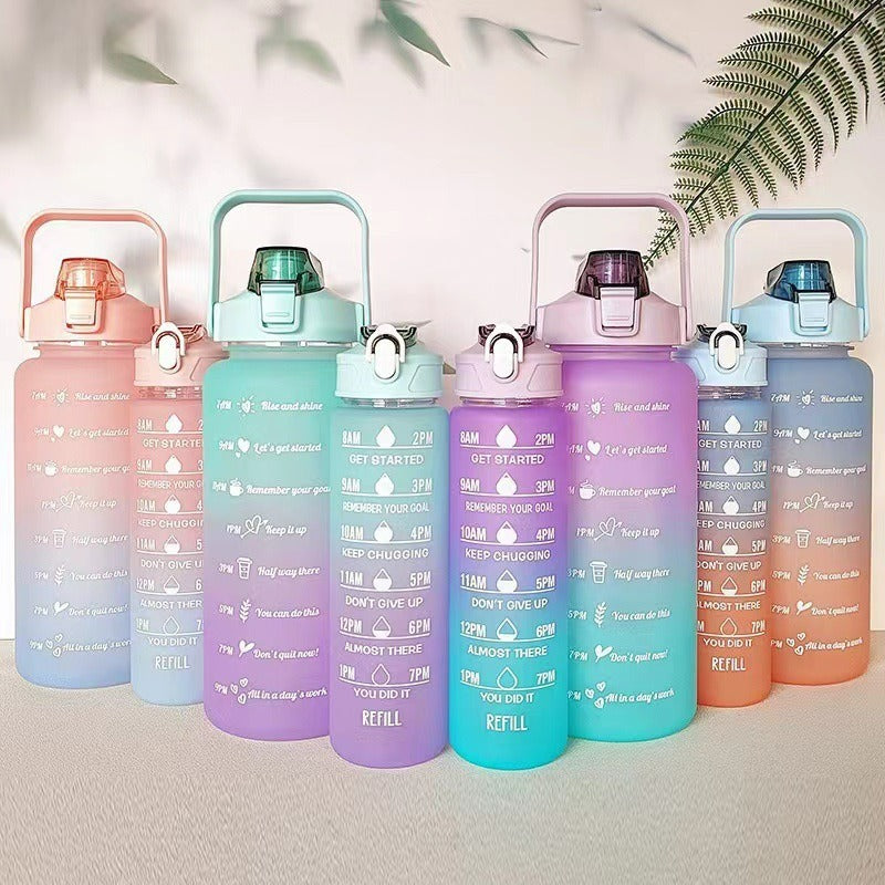 Portable fitness sports drinking straw water bottle teemdrop