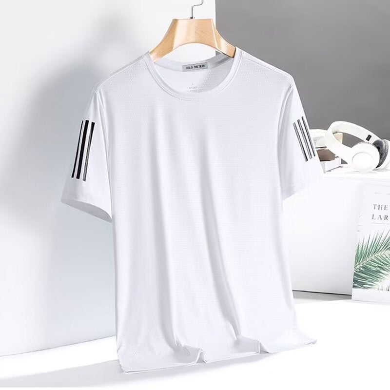 Men's Ice Silk Short Sleeve T-Shirt Quick Dry Breathable Loose Fit Summer Top teemdrop