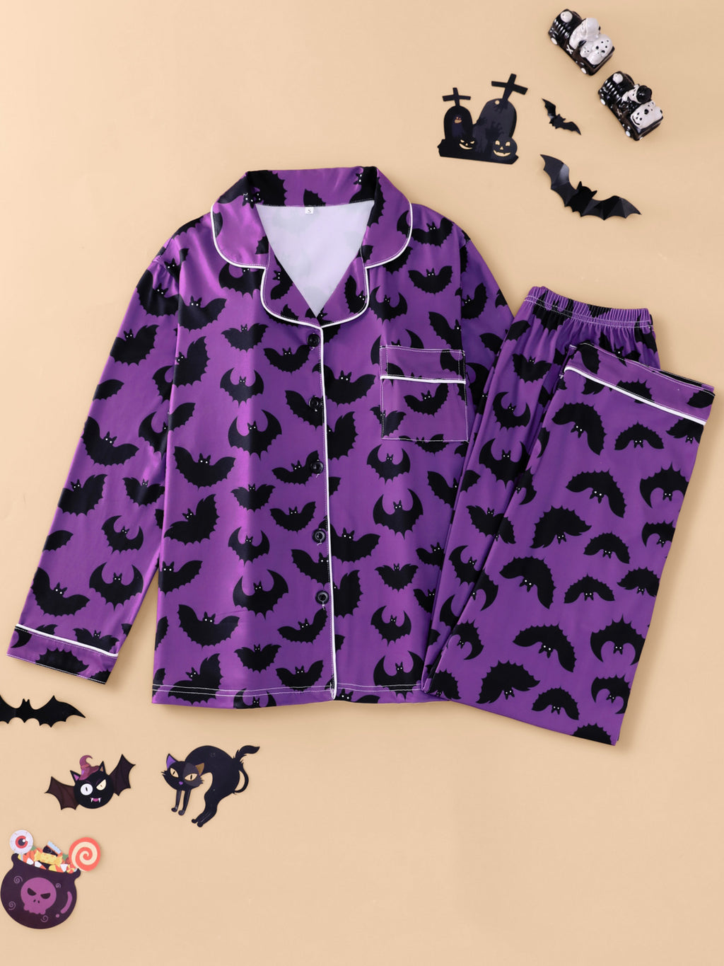 Women's long-sleeve Halloween pajamas teemdrop