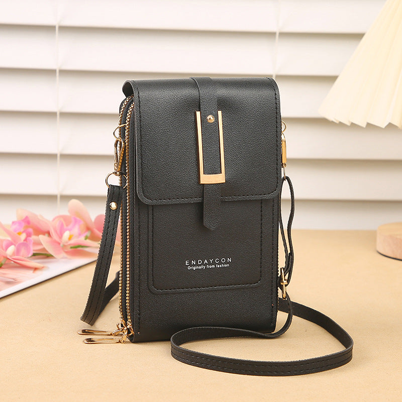 Women's Touch Screen PU Leather Phone Pouch Crossbody Bag with Card Slots
