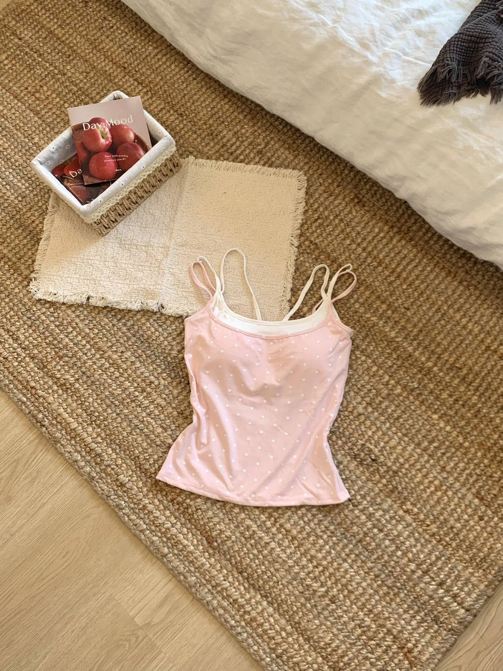 polka dot faux two-piece camisole