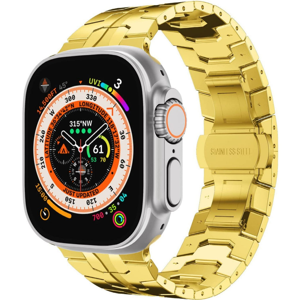 Stainless Steel Watch Band Compatible with Apple Watch Ultra Series 12 with Butterfly Clasp
