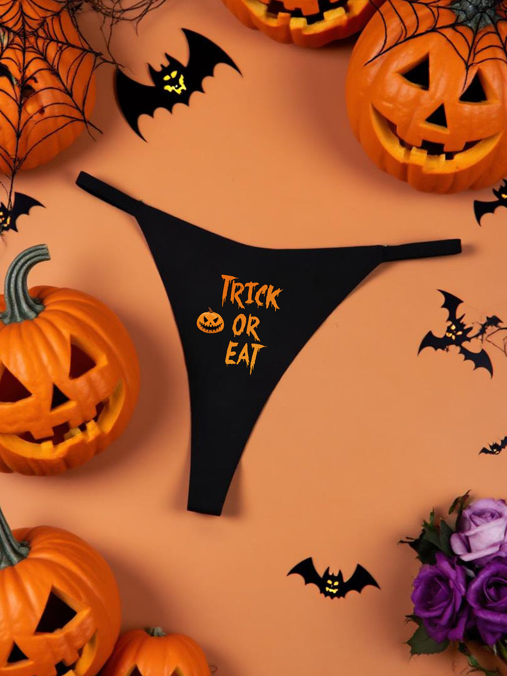 Halloween Printed Ladies Thong V-Shape Waist Quick-Dry