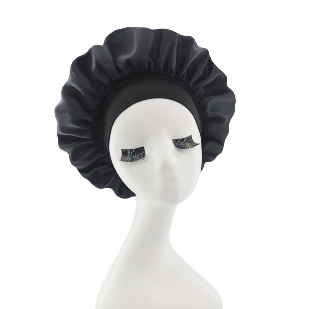 Lace-lined wide-brimmed elasticated hat