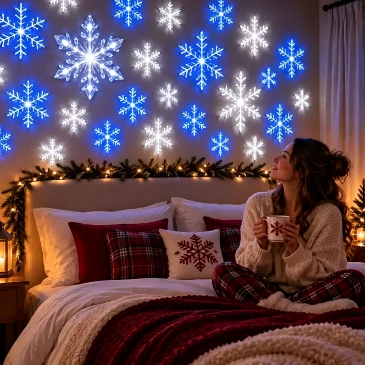 12PCS LED Snowflake Wall Lights Set teemdrop