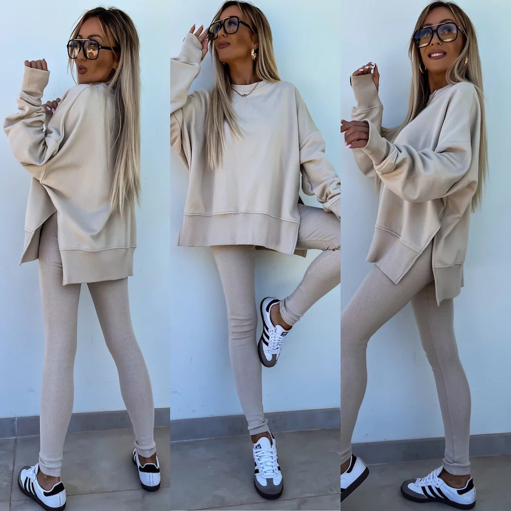 Long Sleeve Sweatshirt and Tight Trousers Set