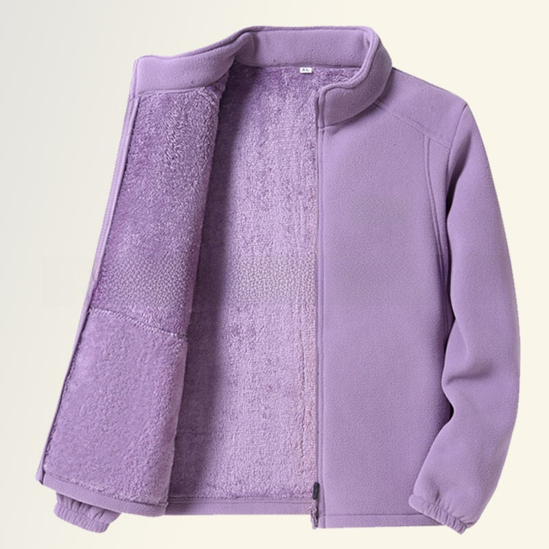 Women Thickened Fleece Stand Collar Zipper Sweatshirt