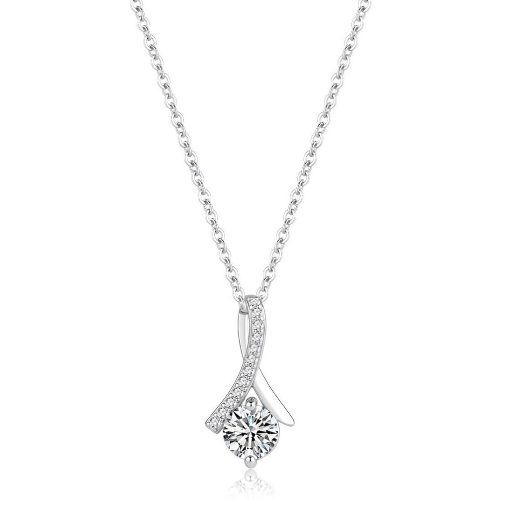Stainless Steel Herringbone Zircon Mermaid Tail Pendant Necklace teemdrop