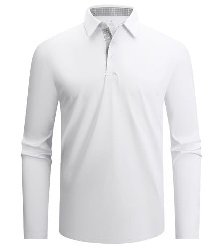 Men's Moisture-Wicking Quick-Dry Solid Long Sleeve Polo Shirt teemdrop
