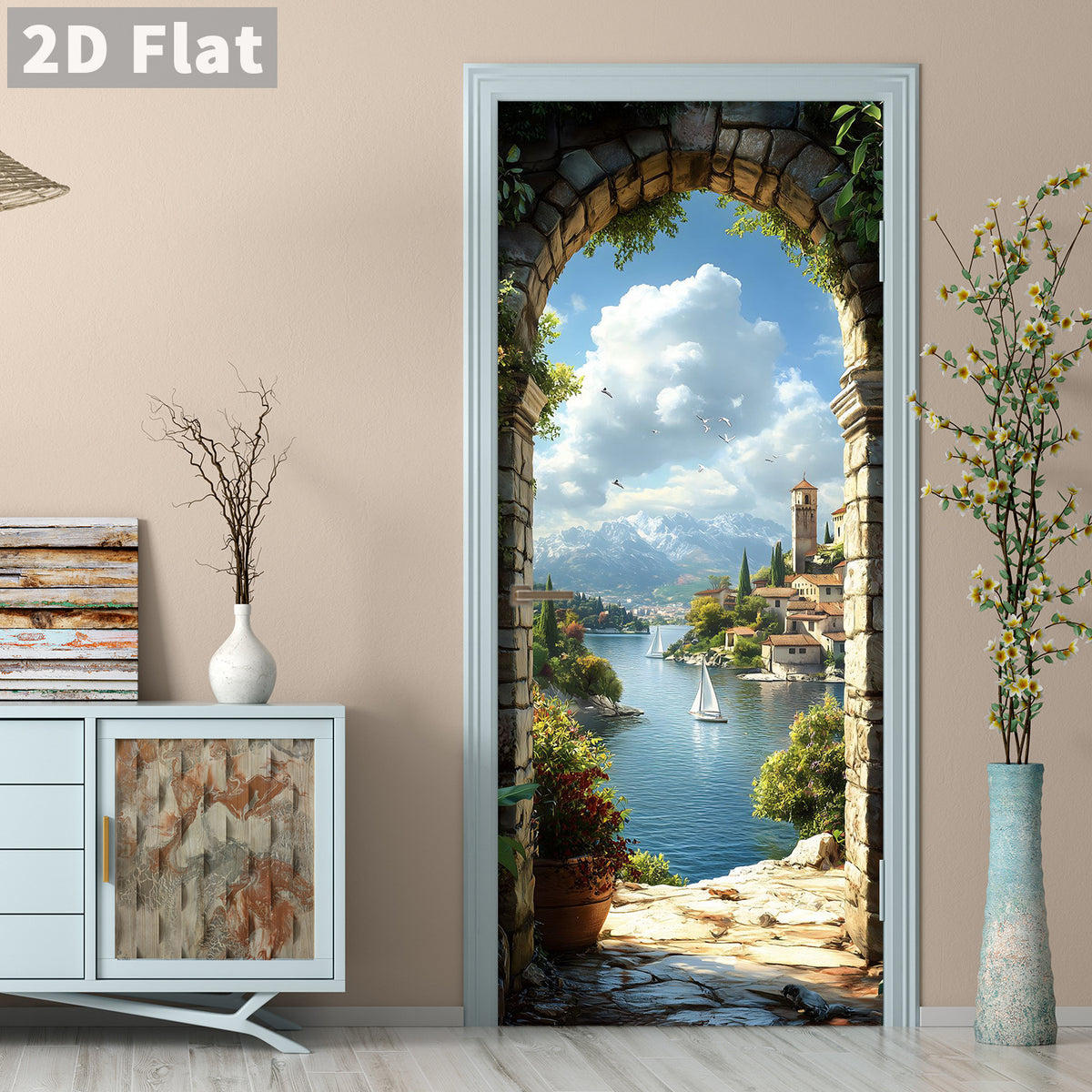 Creative Wooden Door Refurbished Door Stickers Wall Stickers teemdrop