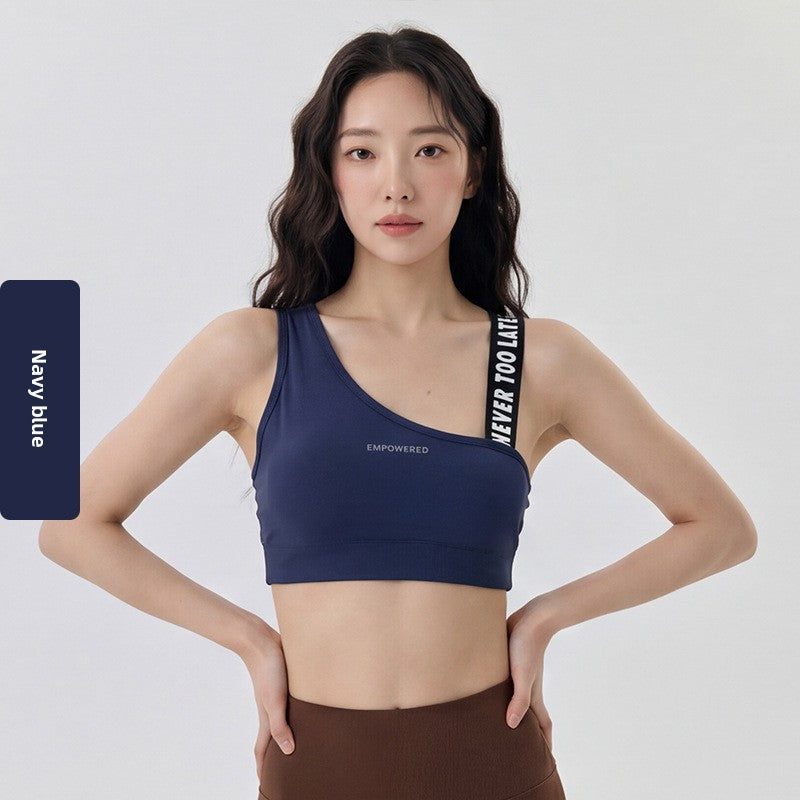 Women's Solid Color Backless High-Intensity Sports Bra with Chest Pad teemdrop