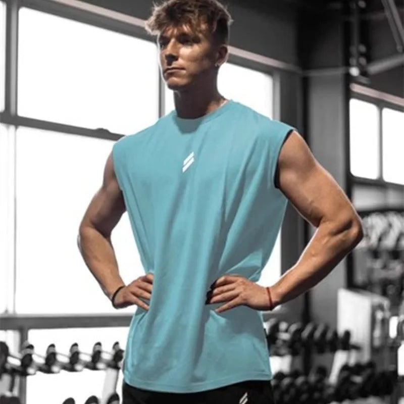 Men's Quick-Dry Bird-Eye Fabric Sleeveless Sports Training Vest teemdrop
