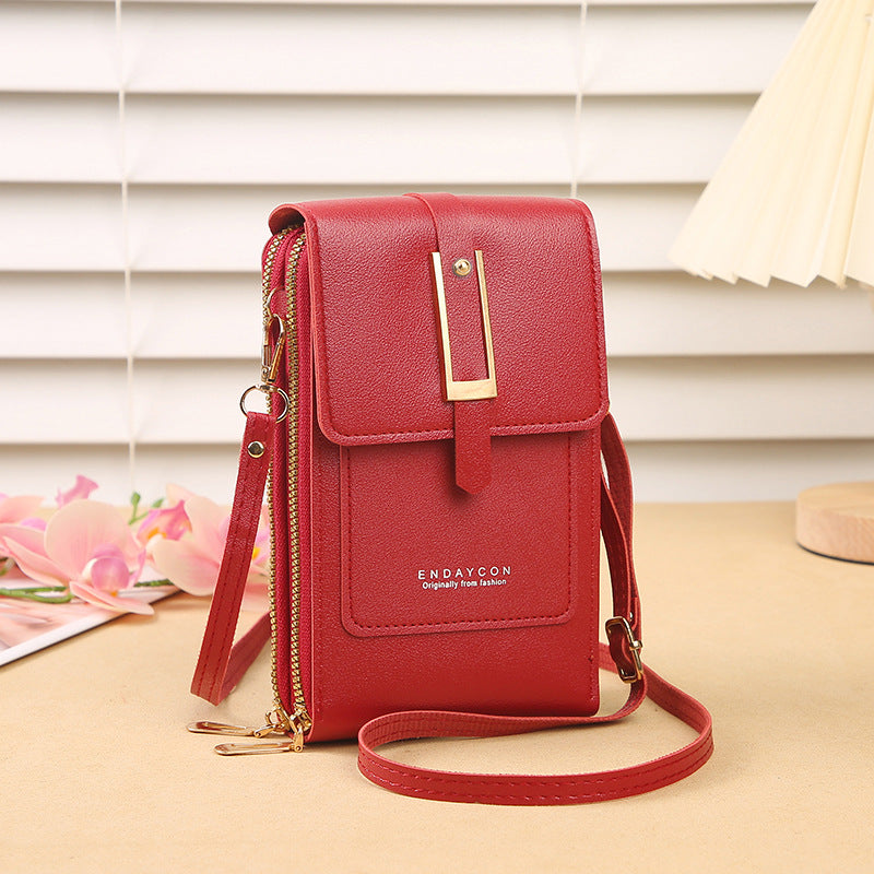Women's Touch Screen PU Leather Phone Pouch Crossbody Bag with Card Slots