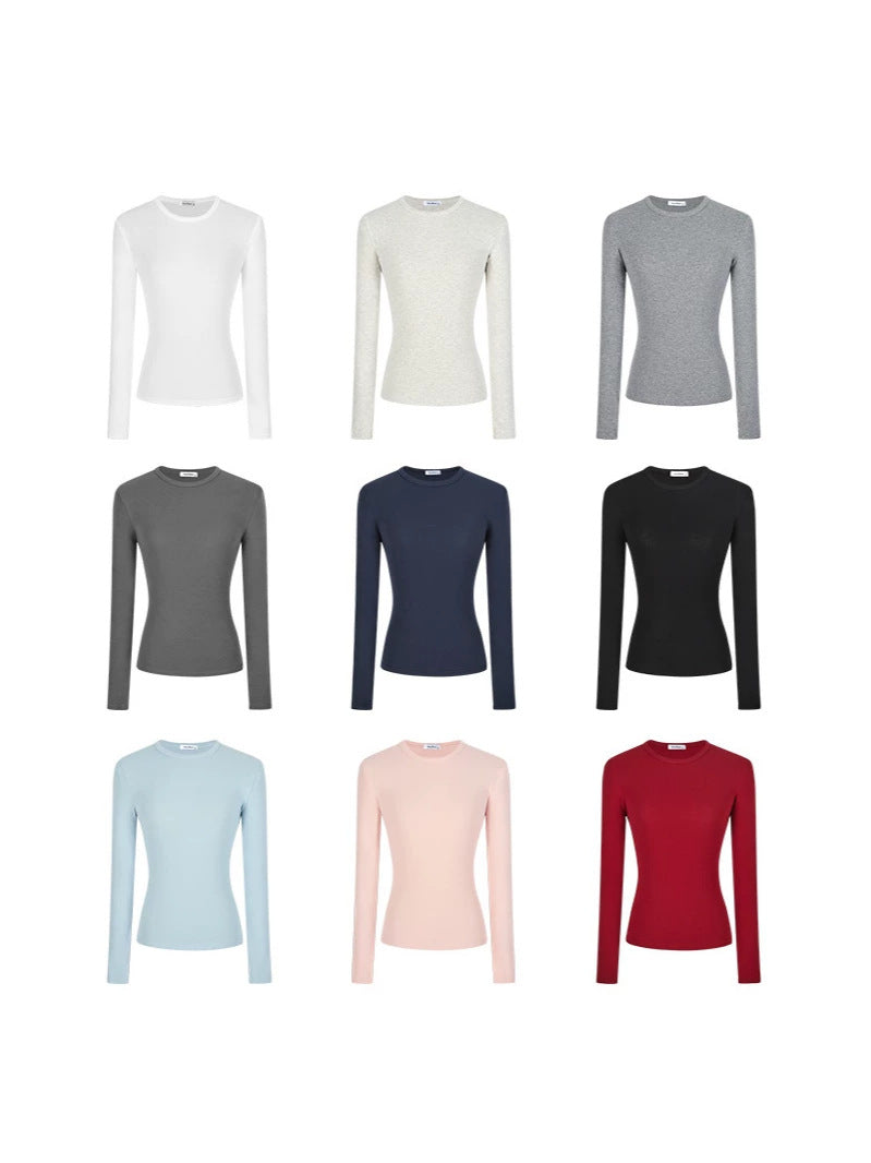 Women's Slim Fit Long Sleeve Cotton T-Shirt with Embroidery